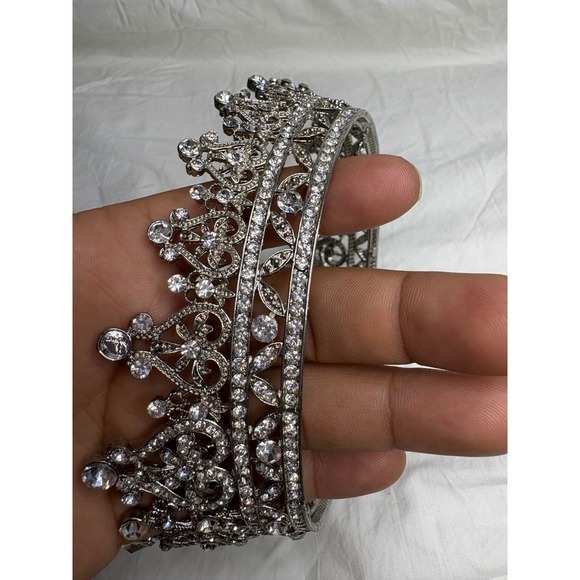Sparkling Crystal Rhinestone Tiara Crown Silver Tone Bridal Wedding Pageant Prom main image 2